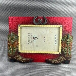 Western Country Cowboy Boots Picture Frame For A 4"x6" Photo Country Horseshoes
